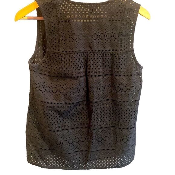 Lucky Brand Small Black Eyelet Crochet Sleeveless Blouse Tank Top- S/P Women’s - Picture 2 of 6